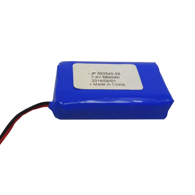 580mah 582540 2s li-polymer li-ion battery 7.4v battery pack for portable dvd player