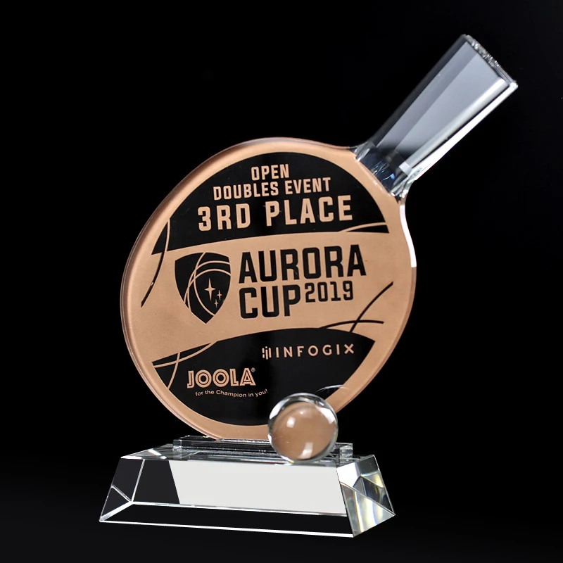 Хит продаж оптовая продажа хрустальный трофей для настольного тенниса по низкой цене
