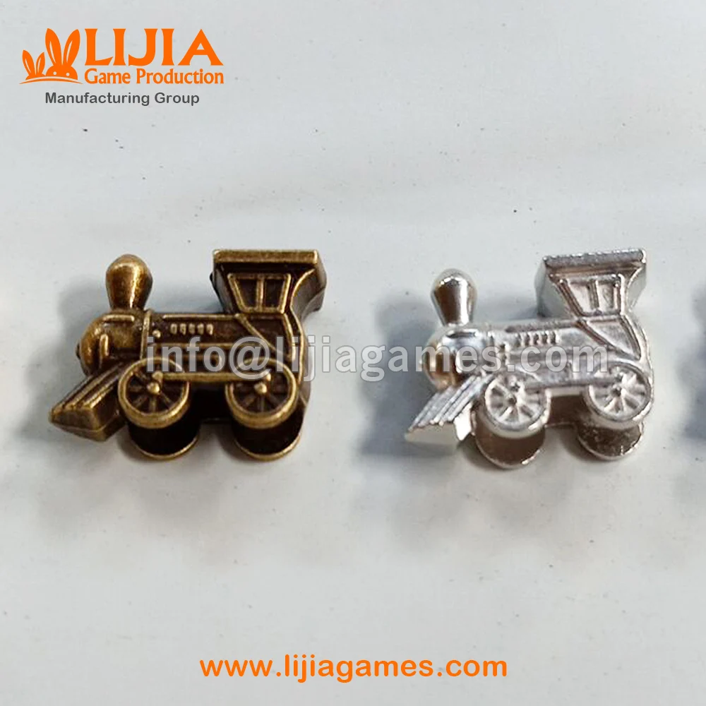 metal train tokens in different color for custom board game metal token and card game