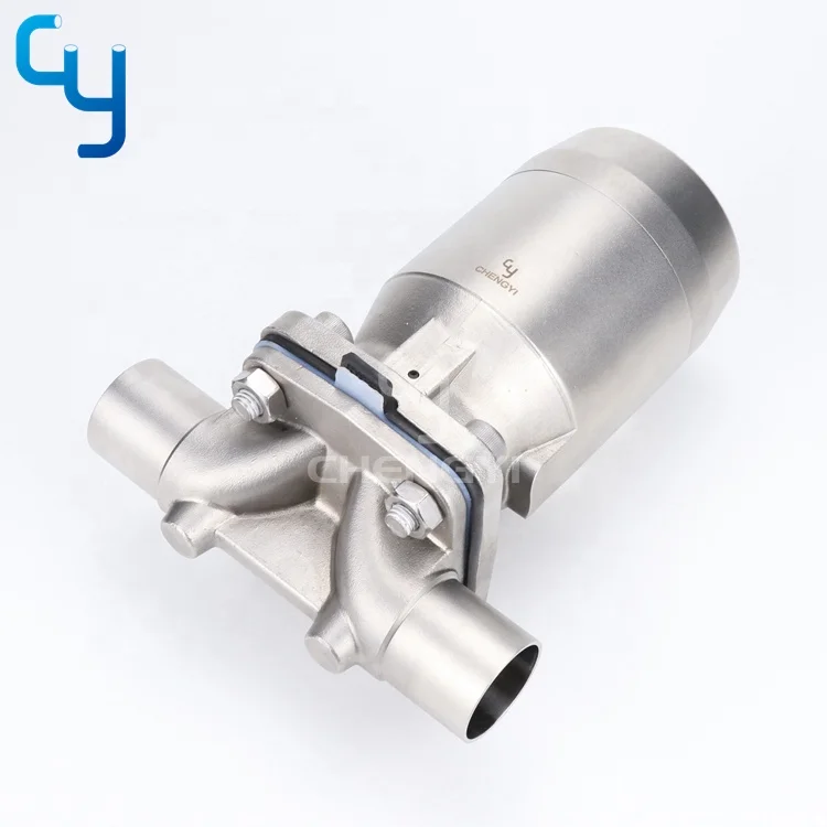 Sanitary stainless steel pneumatic diaphragm valve with welding connection