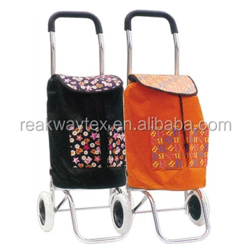 RW6205 China Shopping Bag Factory Supply Portable Folding Trolley Shopping Bag With Wheels In Leopard Print