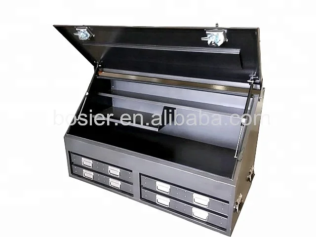 Upright Truck Ute Steel Tool Box 1300mm Ball Bearing Slide T-bar Lock Black