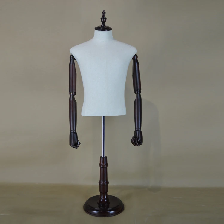 Adjustable Wooden Arms  Half Body Man Mannequin Male Torso Maniquies for Clothes Display