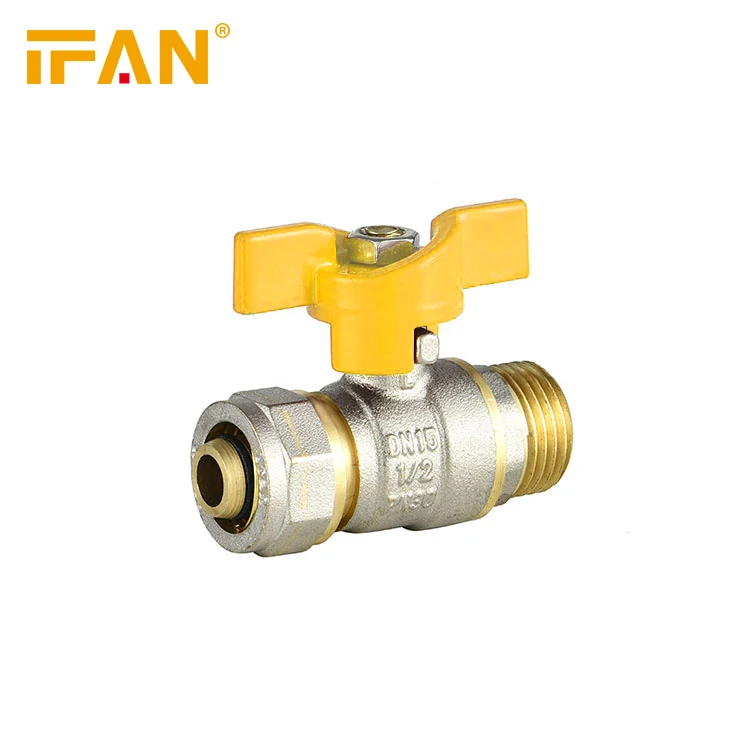 16mm 1/2inch Gas Valve PAP Pipe Yellow Butterfly Handle Plumbing fittings Male Ball Valve
