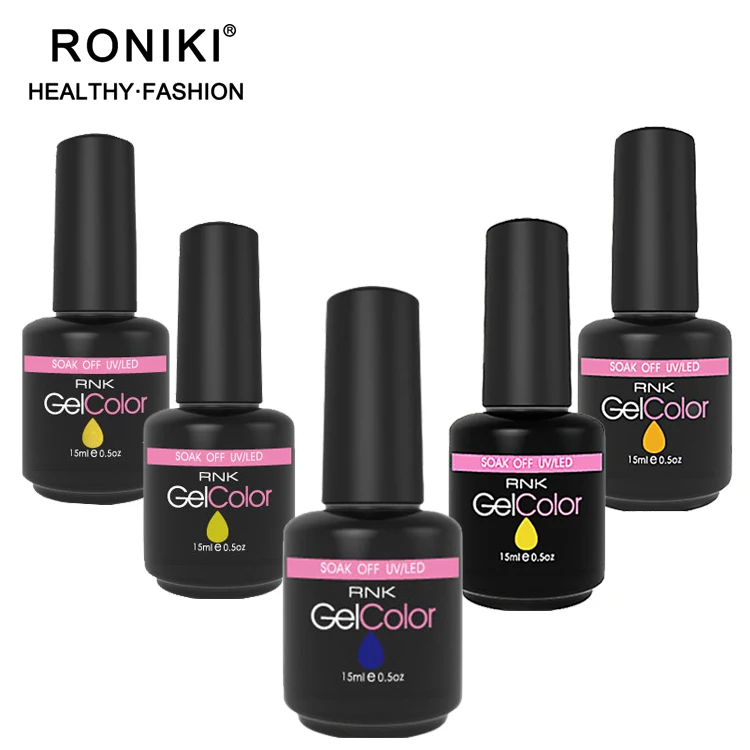 RONIKI Hot Sale 308 Colors NKR Gel Color 15ml Black Bottle Factory Price New Products Colored UV Gel Nail Polish