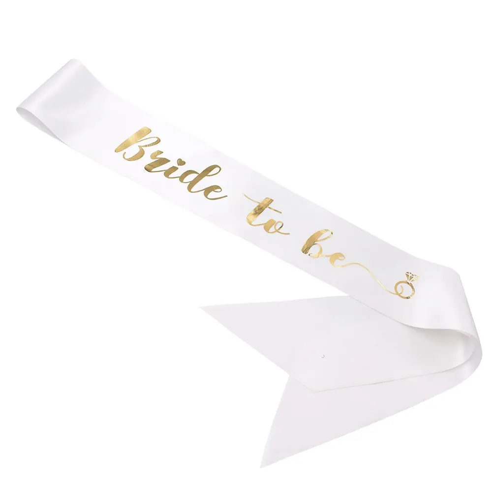 Bride To Be Sash & Headband Tiara & Shoulder Length Veil Set Accessories for Bachelorette Party Bridal Shower Hen Party