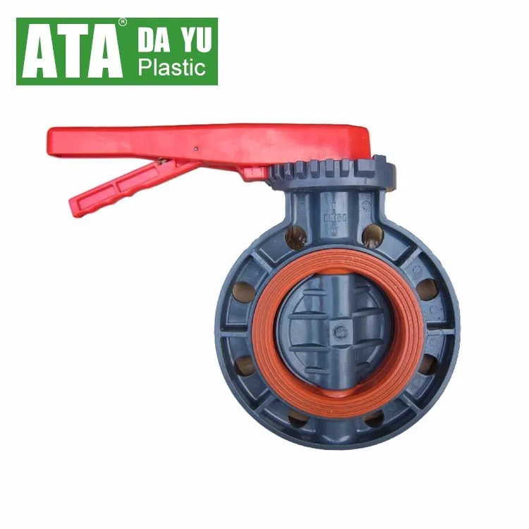 JIS 12 holes handle lever 8 inch 200mm UPVC wafer butterfly valve flange end