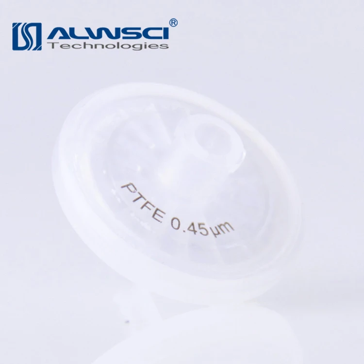 Hydrophobic PTFE welded 0.22 um pore syringe micron filter PTFE membrane