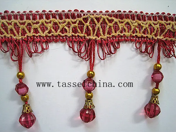 Blue Lampshade Beaded Fringe, Fringe Trimming For Curtain, Table Cloth, Furniture