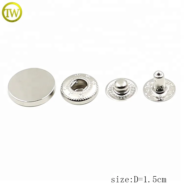 High end blank flat snap button zinc alloy clothing silver logo blanks rivets hardware jeans round buttons
