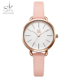 Shengke chain Women Watches Simple Quartz Wristwatches for Woman Freestyle Ladies Watch Leather Girls Clock
