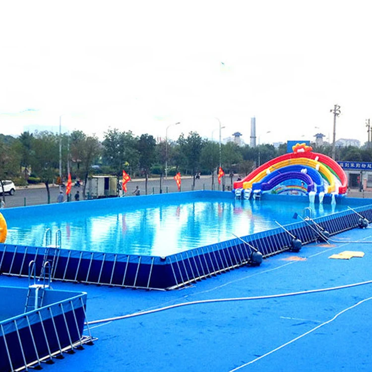 Factory Supply Commercial Portable pvc Inflatable Rectangular Metal Frame Swimming Pool
