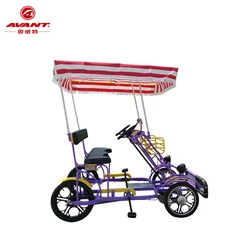 Factory outlet family set child seat sightseeing 4 wheels canopy tour Quadricycle 4 person Surrey bike