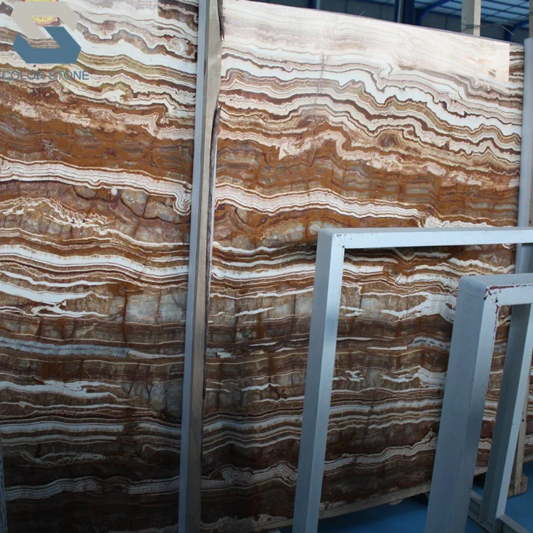 Cross cut Tiger onyx plate types of onyx marble slab
