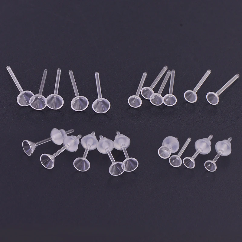 Pink crystal Making earring findings cheap plastic earring post medium size PE1895