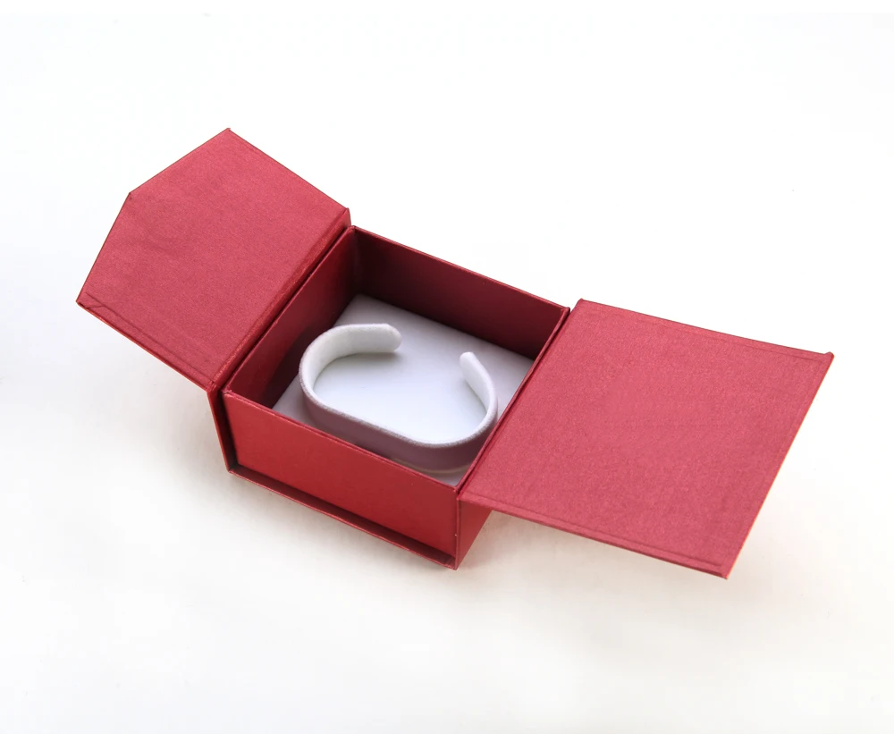 custom cardboard red printing bangle jewelry box with white velvet inserts for wedding gift case