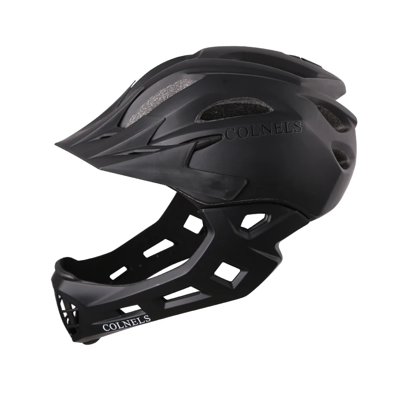 OEM Logo Supported Matte Black Chin-protected Full Face Bike Helmet Light Weight Bike Helmet Breathable Child Helmet