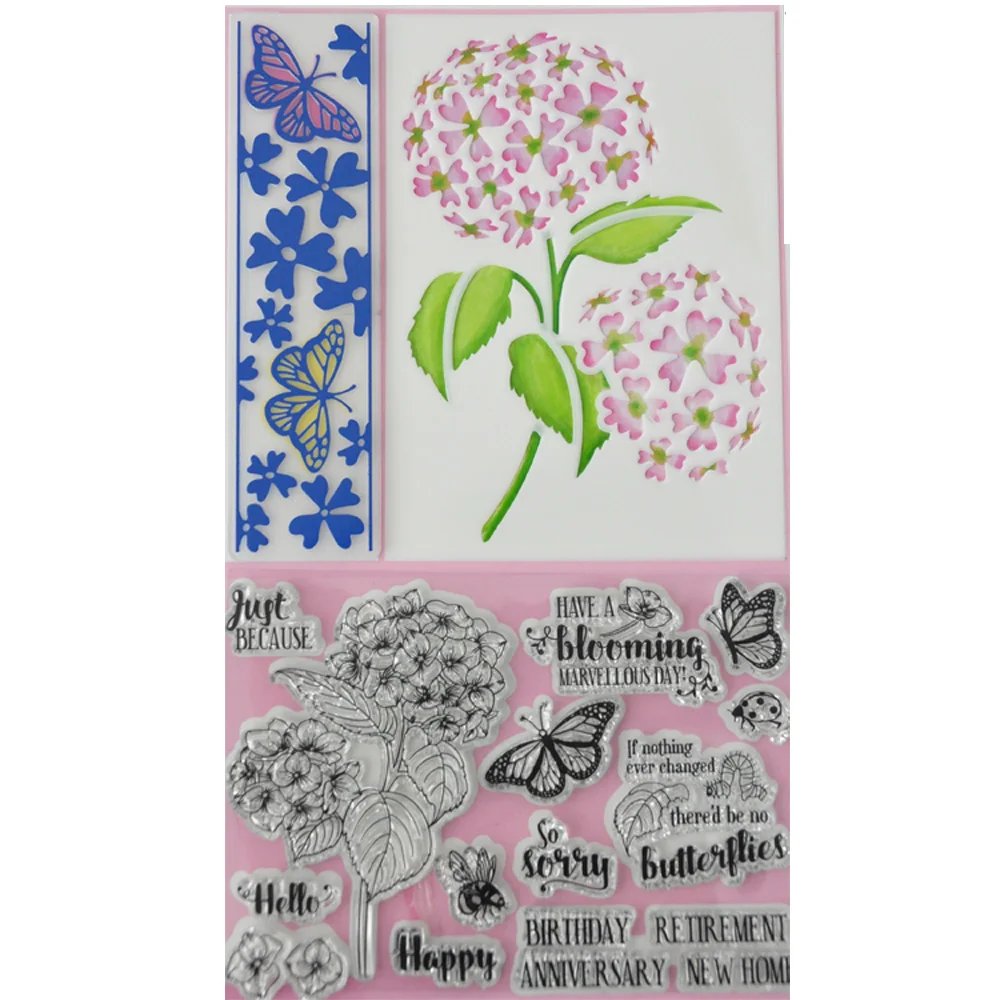 Flower design pp embossing folder stencil and clear stamp set for DIY making card