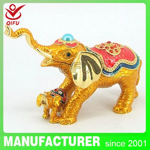 indian home decoration for wholesale brass metal box elephant keychain(qf4055)