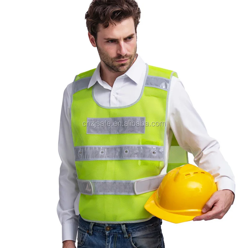 China Manufacturer Supply Breathable Adjustable Flashing LED Lights Mesh Warning Safety Vest With White High Reflective PVC Tape