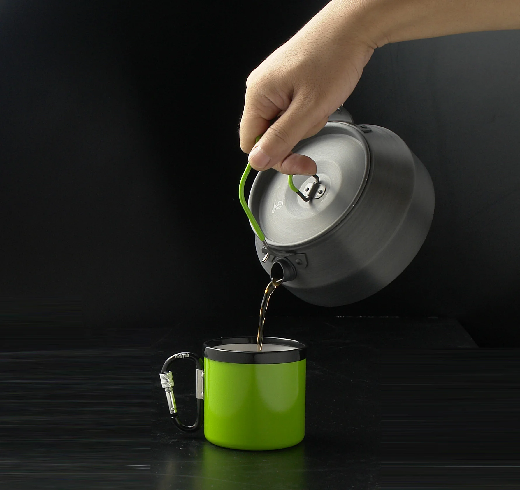 Aluminium alloy mini outdoor travel cooking black hot water kettle teapot