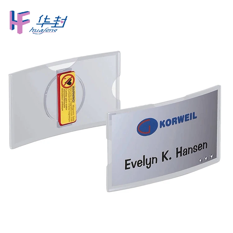 Custom design square metal name badge holder with clip