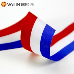 Luxury New Design Red White and Blue Striped Flag Grosgrain Ribbon for 2018 Football World Russia Cup