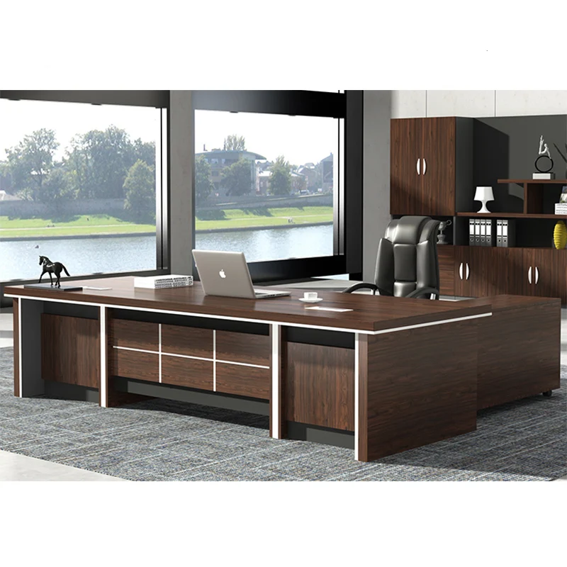 Foshan L-shape Classic Style MFC Big Office Furniture Set Modern Manager Desk Executive Computer Desk