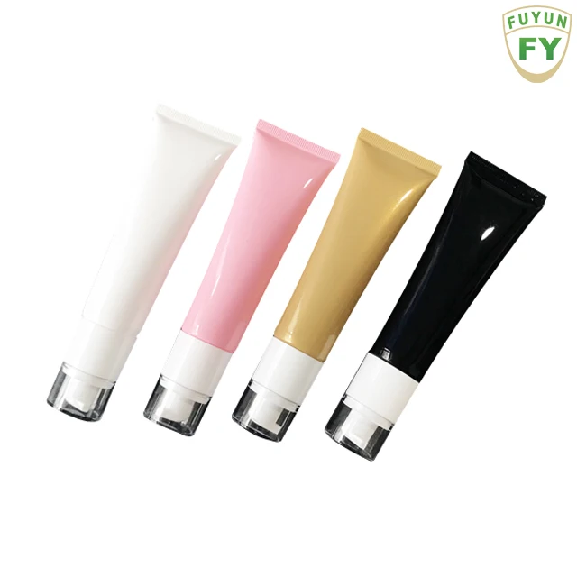 Fuyun 50ml matte black finish cosmetic PE plastic airless jar pump soft tubes for squeeze cosmetic cream lotion
