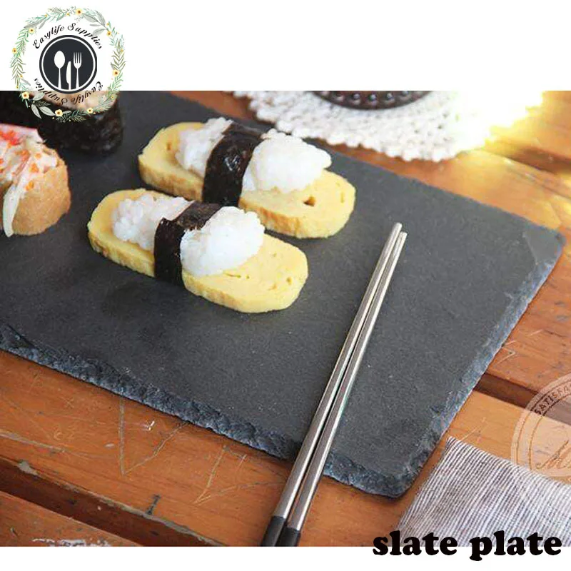 high quality 30*20cm black slate cheese board with certification