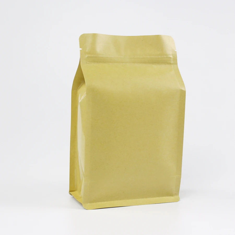 POLYSMARTS Side Sealing Foil Lined Brown Kraft Paper Flat Bottom Coffee Bean Bag With Zip Lock@