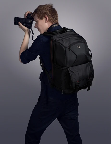 Promotional Large Capacity Black Waterproof Travel Anti-shock SLR/DSLR Camera Backpack