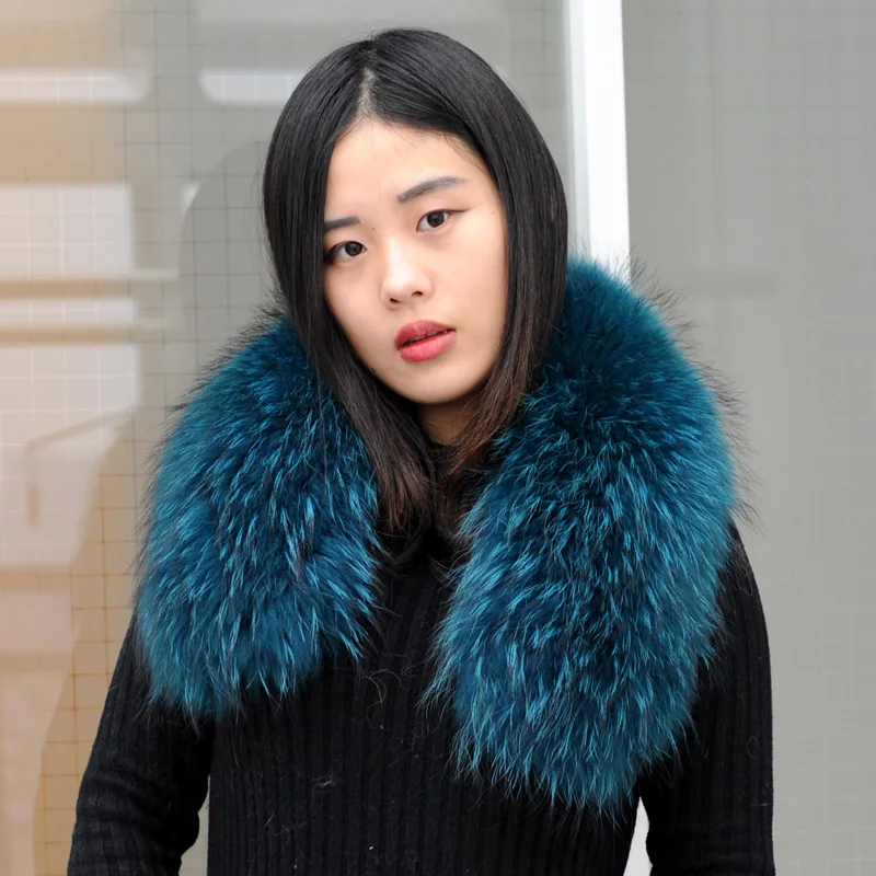 CX-A-76B Wholesale Super Detachable Real Raccoon Fur Hood Fur Collar