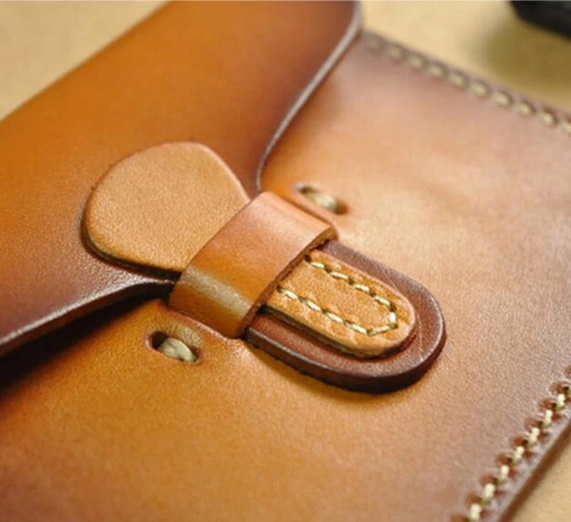 
Dreamtop DTF267 vegetable tanned leather coin pouch credit business card case mens women vintage card holder wallet 