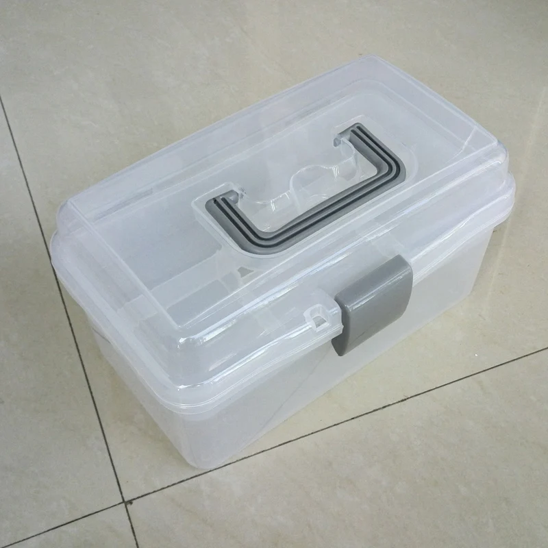 Three layer folding tool box household craft supplies box