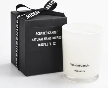 Wholesale Professional Manufacture Decorative Black/White Glass Jar Natural Soy Wax Scented Candles With Wood Lid