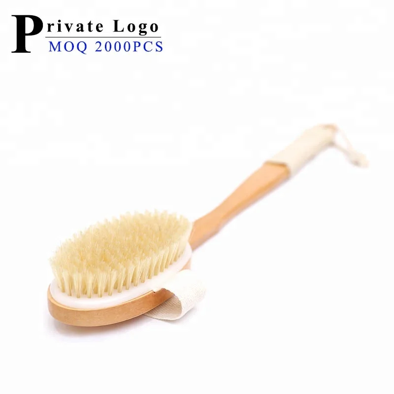 
Wooden Handle Natural Bristle Bath Shower Dry Human Body Scrub SPA Massage Cuticle Remove Brush 