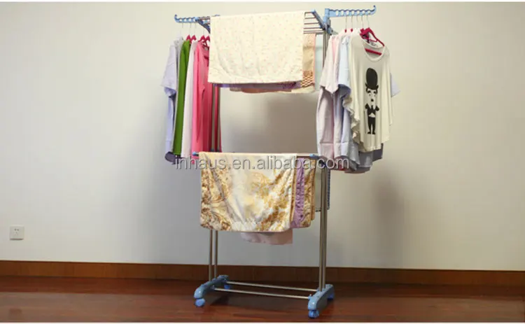 2 tier stainless steel portable balcony vertical hanging cloths dryer stand price home with 4 wheels