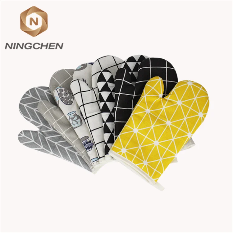 100% cotton non-slip kitchen oven cloth potholder set oven gloves