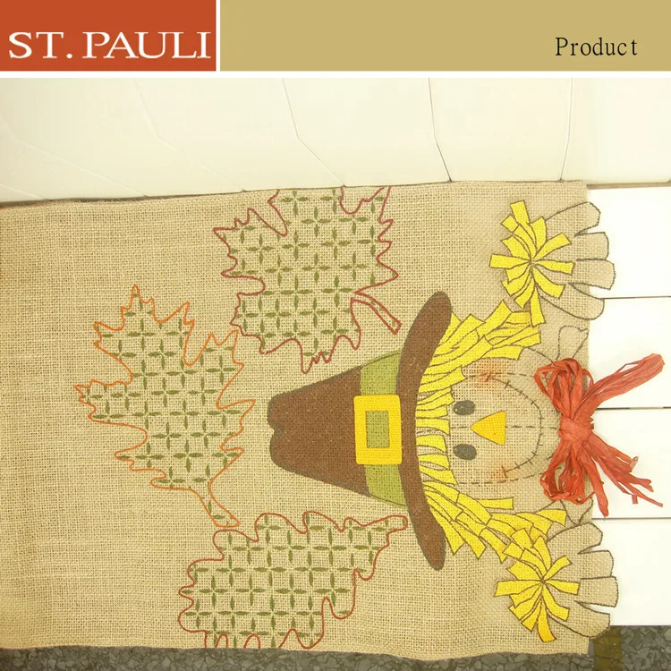 
thanksgiving scarecrow design handmade decorative linen tablecloth for home decoration 