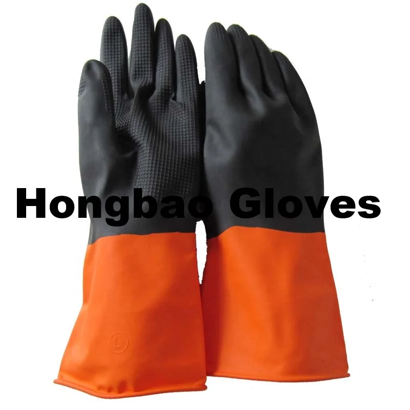 110g black and orange double color industrial latex gloves working rubber gloves