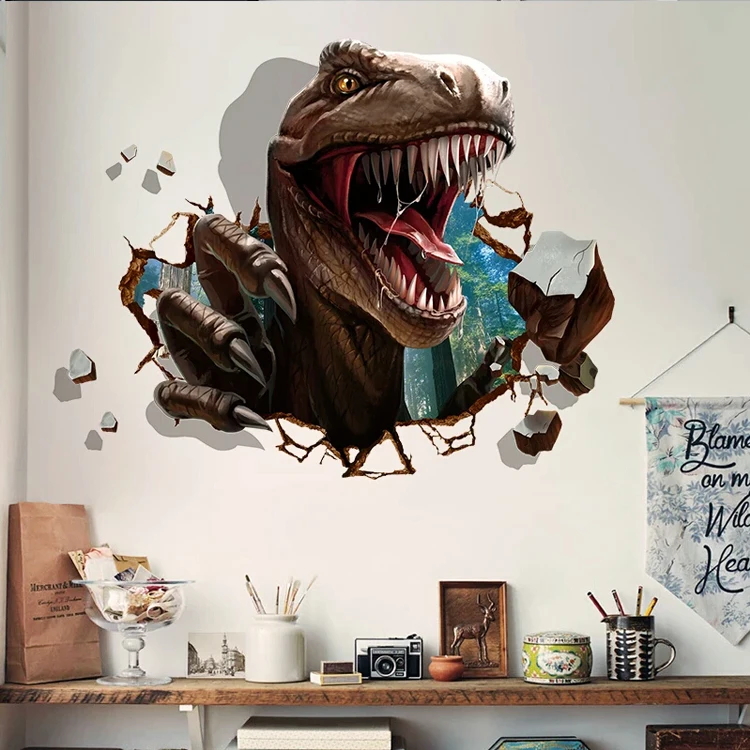 New 3D sticker PVC room Dinosaur decor wall sticker for home decoration removable,3D Wall Stickers