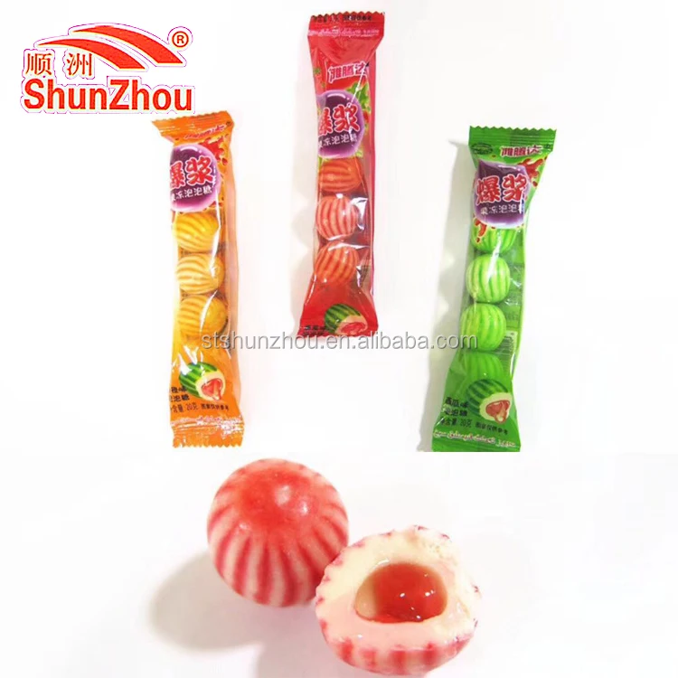 
ball shape bubble gum with jelly inside 