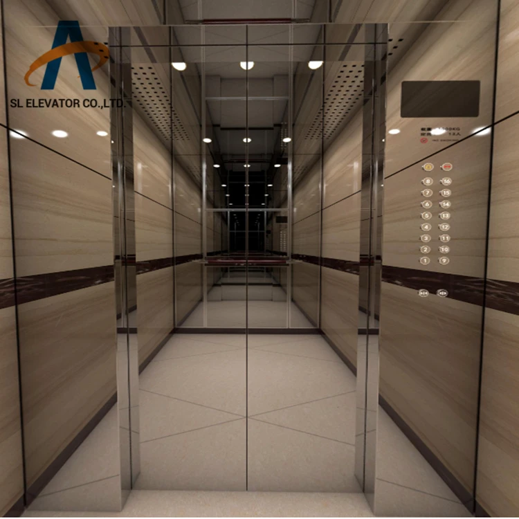 custom new passenger elevator with Marble an mirror stainless steel lift