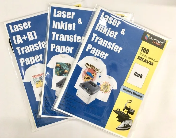 
A4 A3 Drak No Cut Laser Heat Transfer Paper for tshirt Easy Print On Laser Printer 