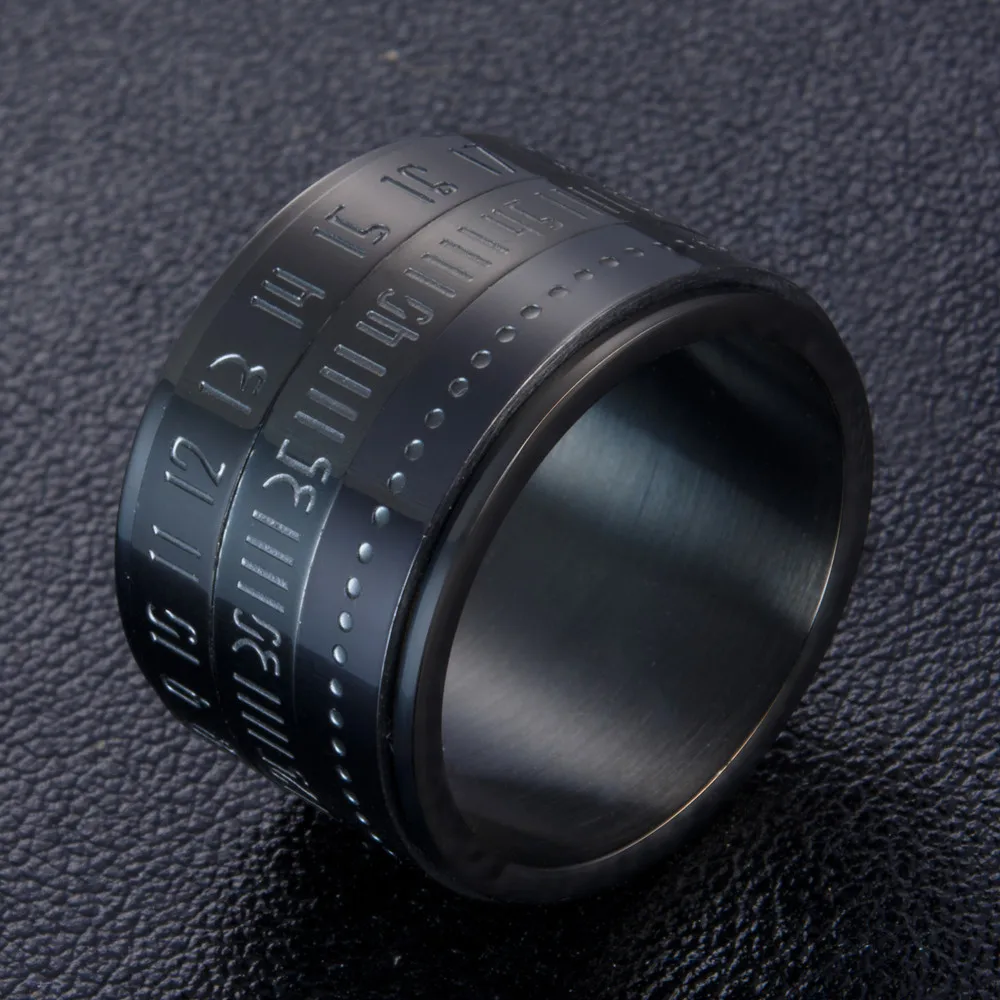 YWMT 2019 Wholesale Korean Arabia Number Rotation Stainless Steel Ring For Men