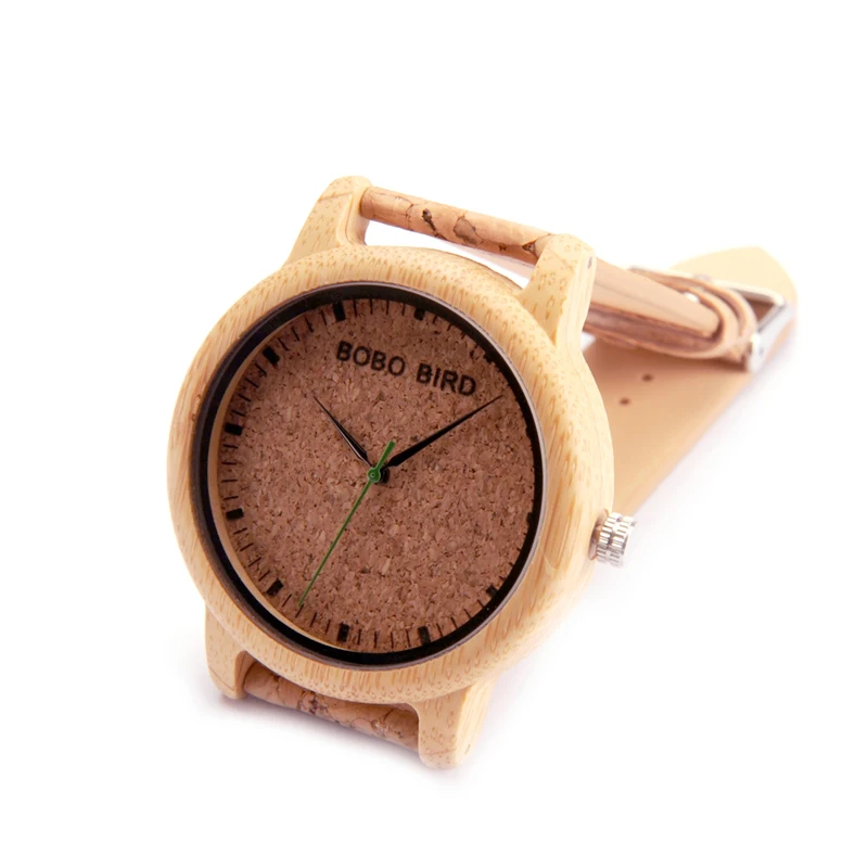 BOBO BIRD Lovers Watches Wooden Timepieces Handmade Cork Strap Bamboo Watch Drop Shipping for couples