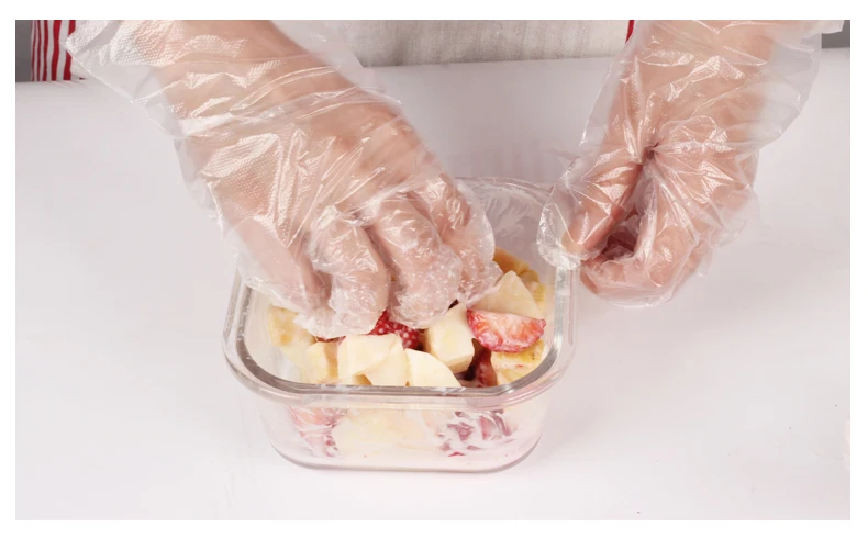 Heavy Duty food grade 6 Mil Thickness disposable polyethylene gloves for lobster eating food service