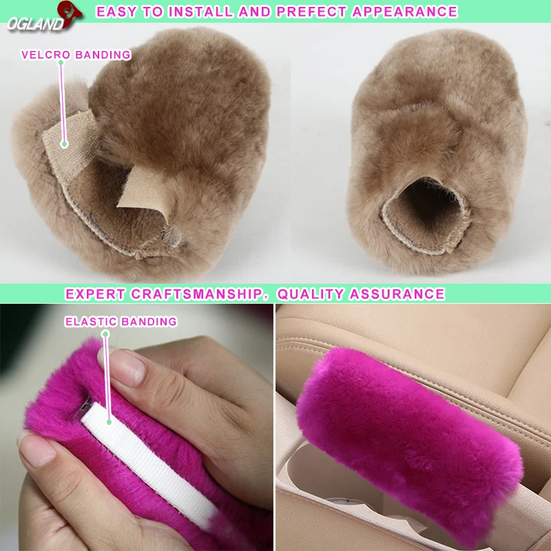 
New Promotion Luxury Fluffy Fur Car Gear Shift Level Selector Stick Knob Cover For Auto Accessory Australian Merino Sheepskin 