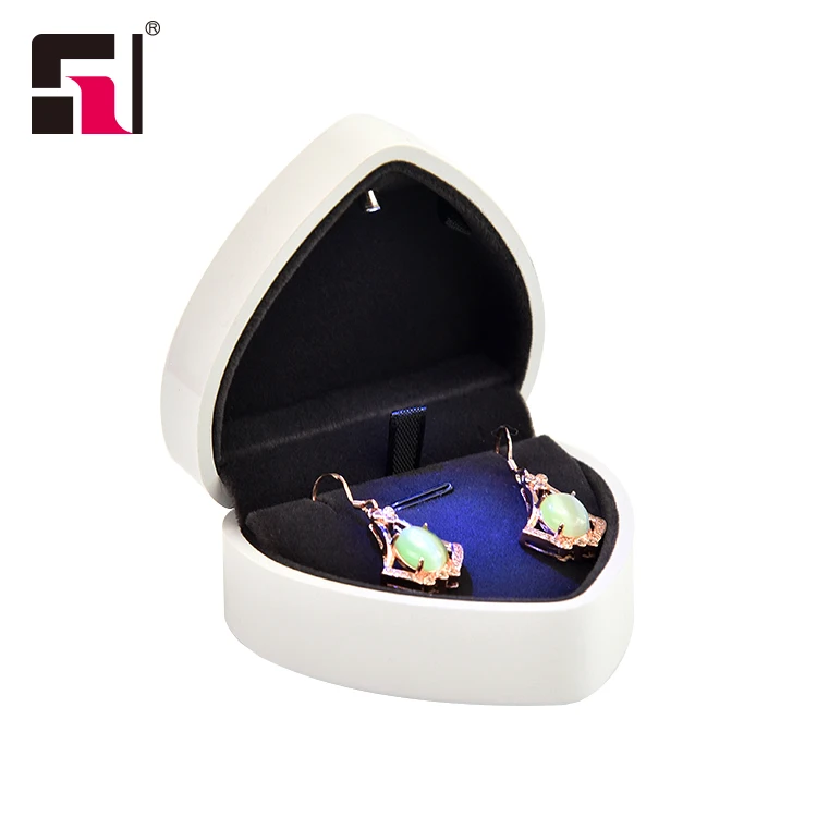 Custom heart shaped ring packaging box, fashion led light jewelry box